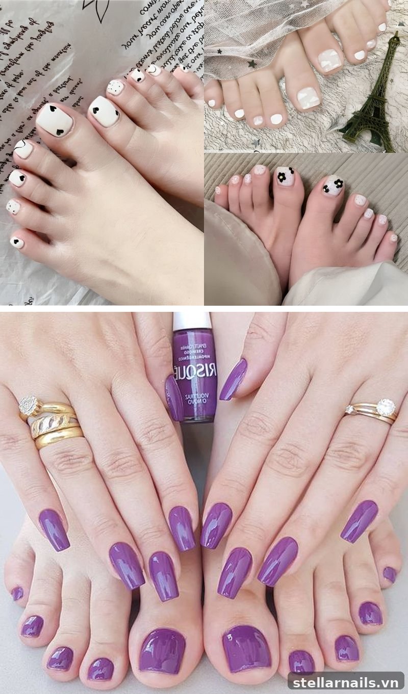 Mẫu móng chân sơn trơn màu đỏ rượu sang trọng