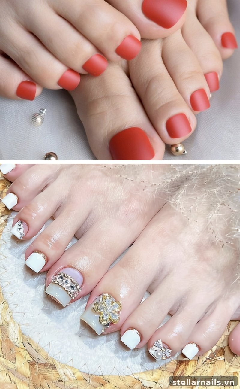 Mẫu móng chân màu pastel mát cho da trắng