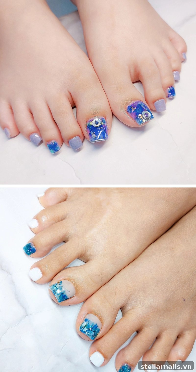 Mẫu móng chân hồng đào tươi cho đi biển