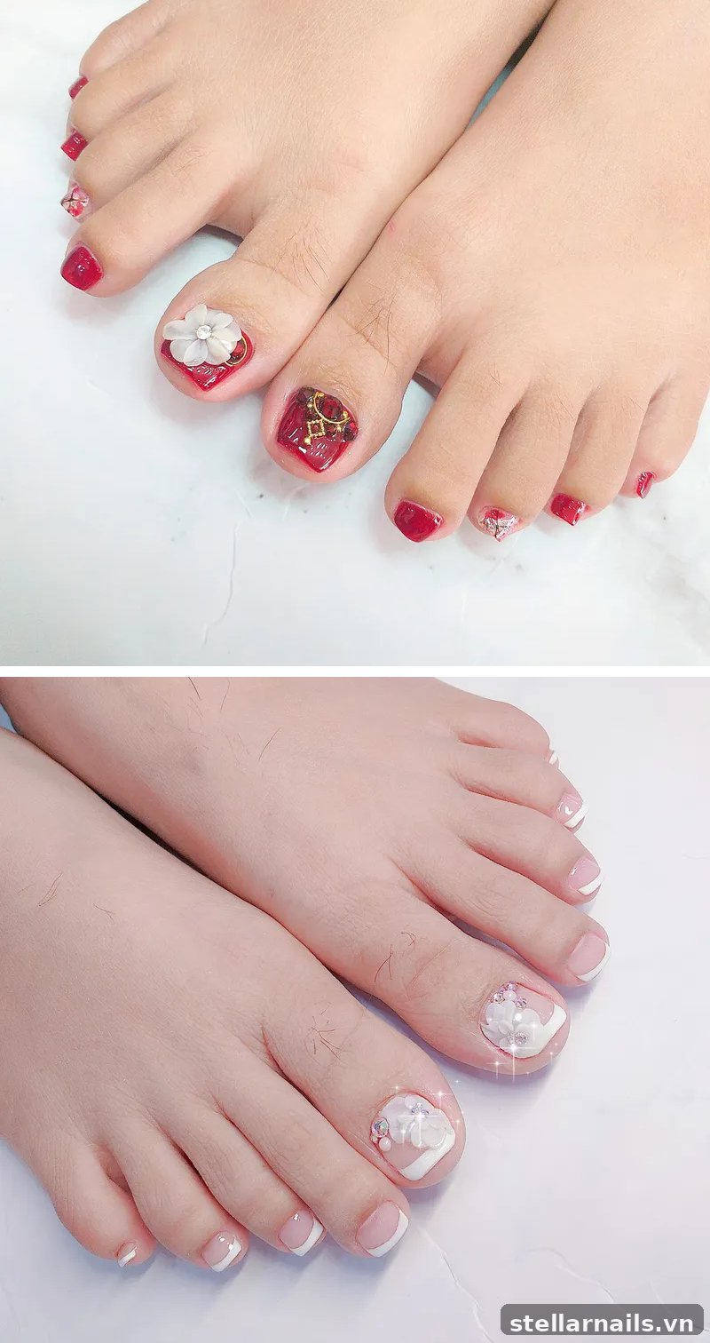 Mẫu móng chân đỏ rượu sang cho dự tiệc tối