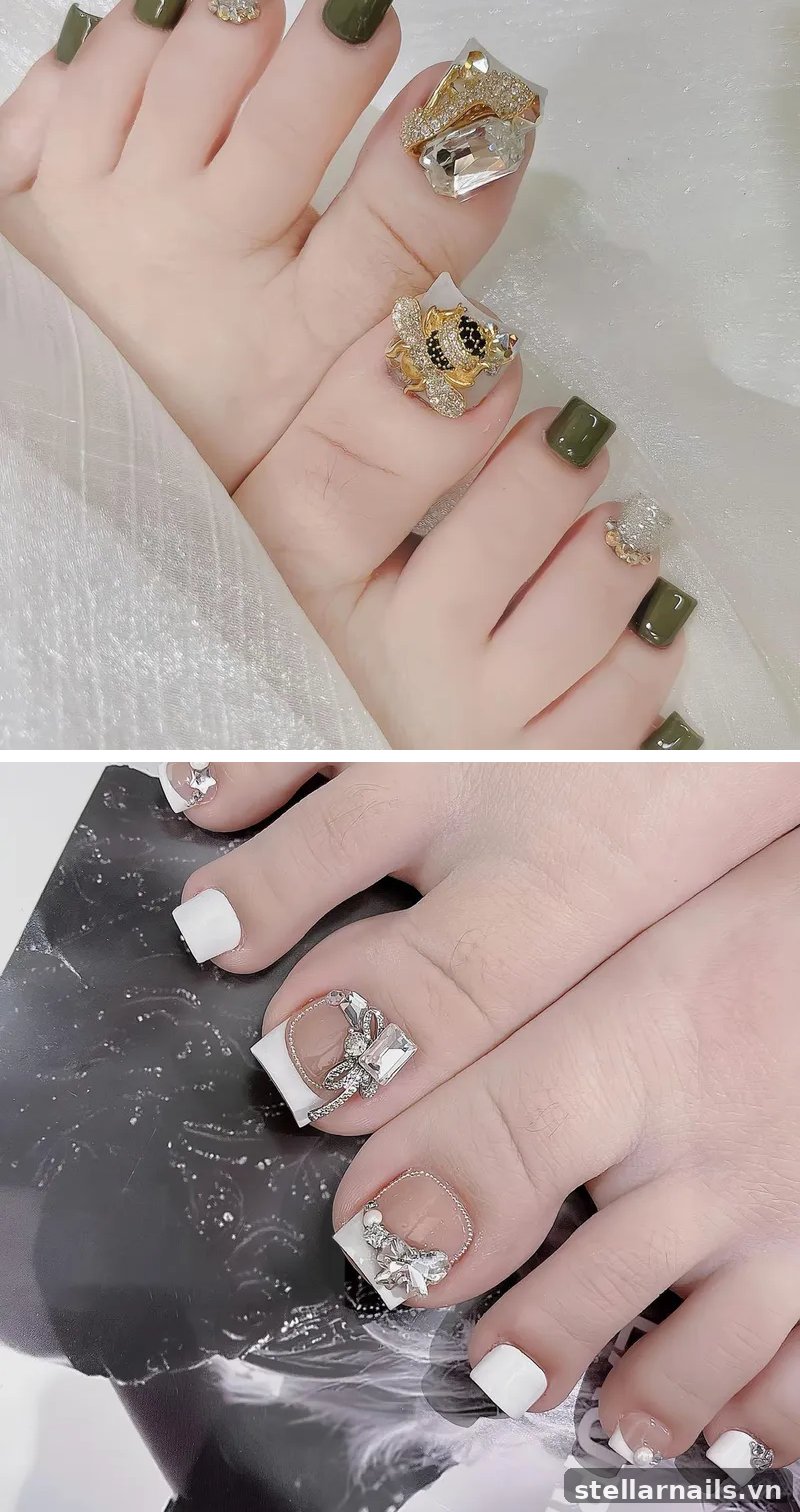 Mẫu móng chân nude ánh nhũ nhẹ cho tiệc nhẹ