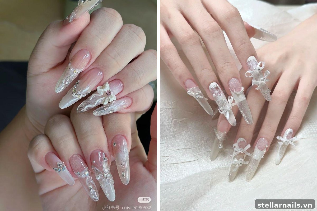mẫu nail móng dài bền đẹp cho tiệc tối
