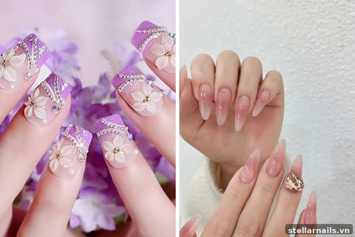 móng tay dài màu đỏ rượu cho tiệc tối