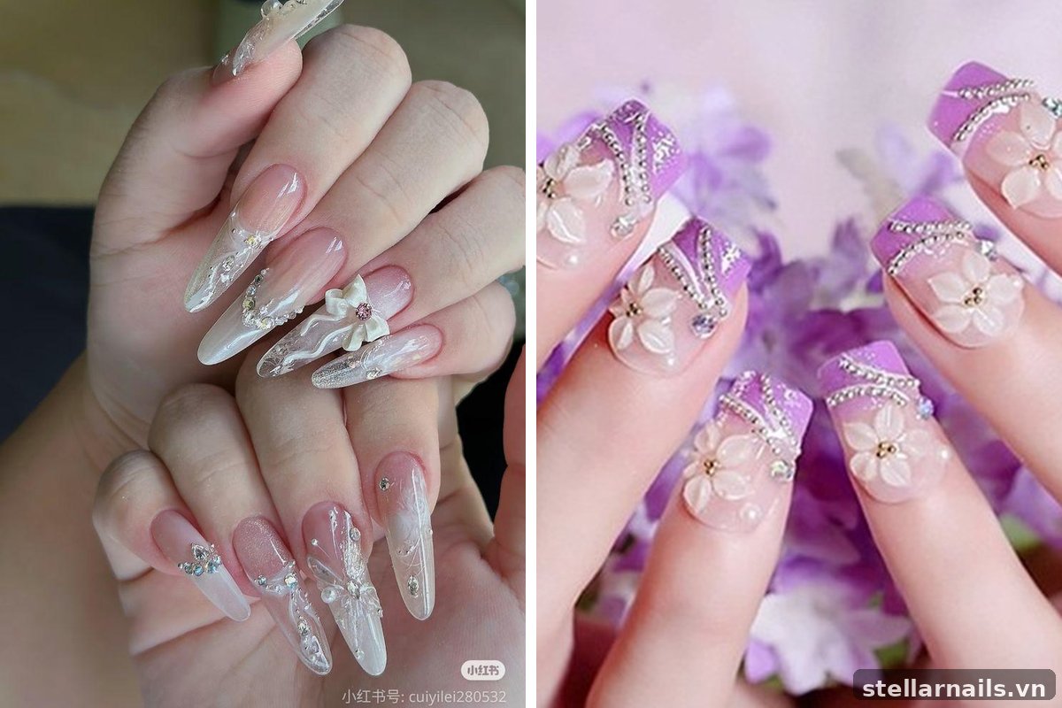 mẫu nail móng dài form oval mềm mại