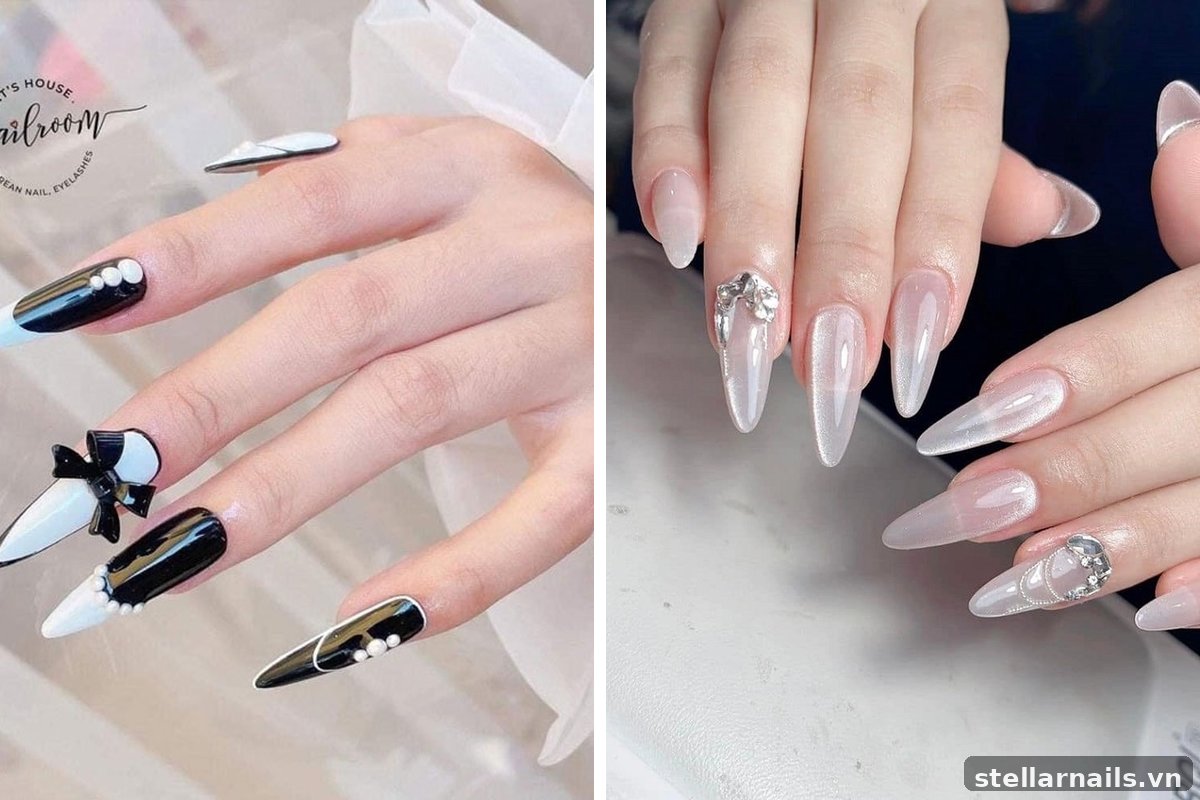 mẫu nail móng dài form vuông cá tính