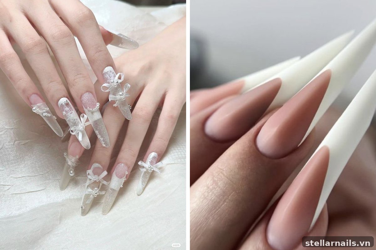 mẫu nail móng dài cho da trắng sáng