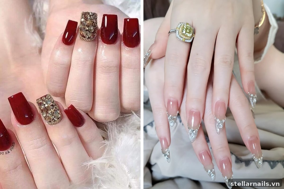 mẫu nail móng dài thử một ngón trước khi sơn cả bàn