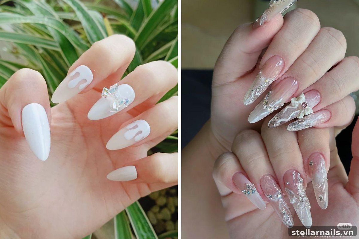 mẫu nail móng dài nhẹ nhàng cho ngày thường