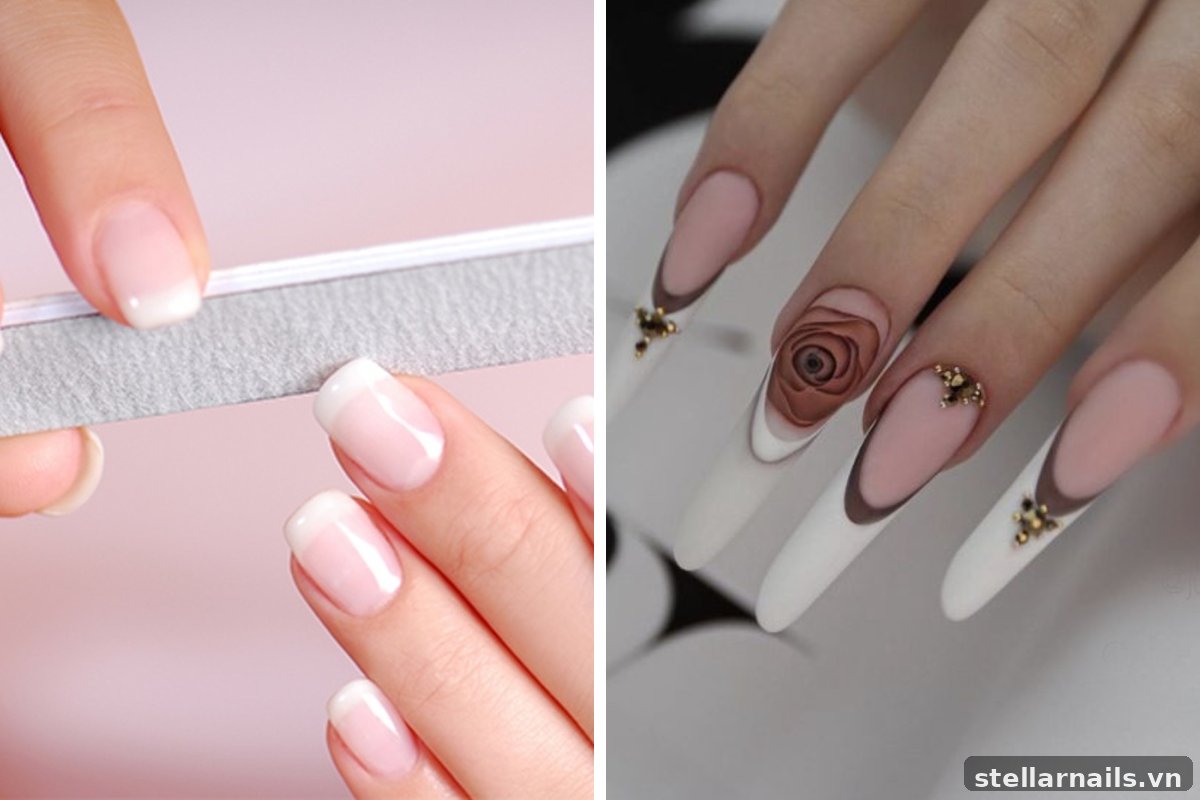 mẫu nail móng ngắn form vuông màu nude