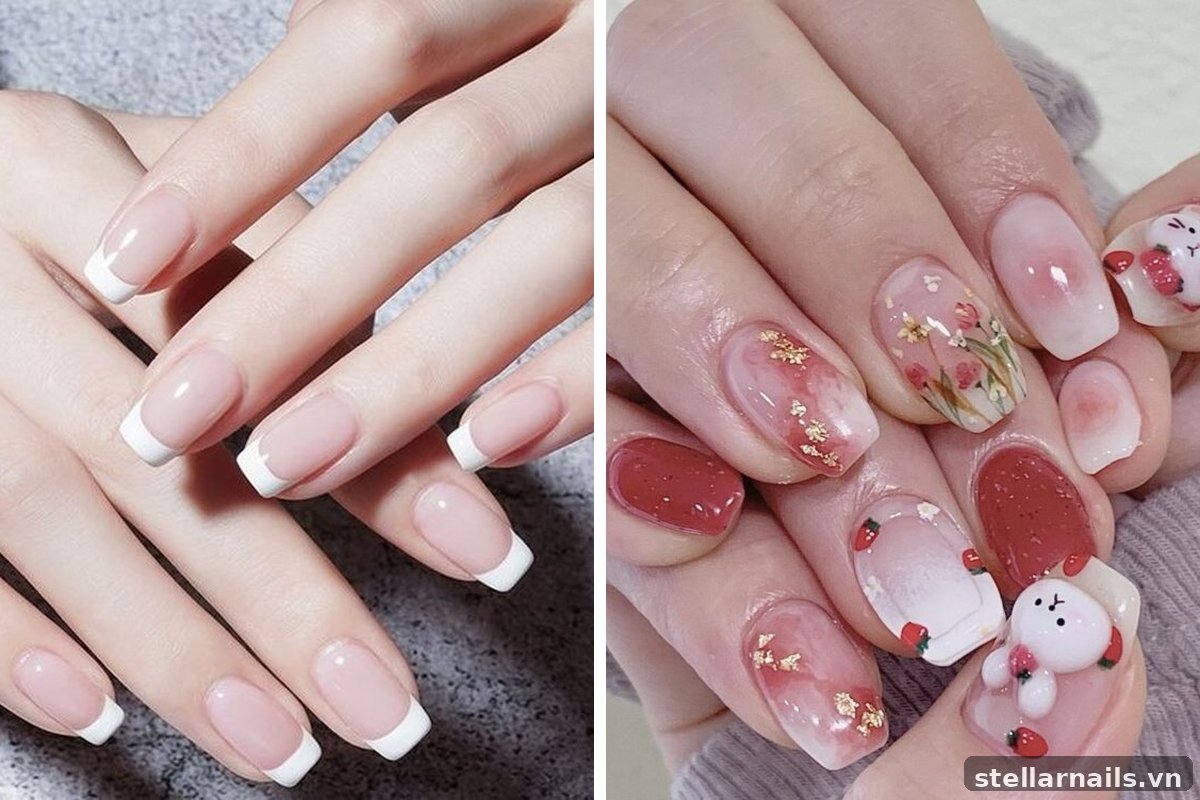 mẫu nail móng ngắn đi biển mùa hè