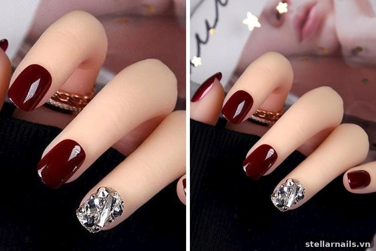 mẫu nail màu đỏ sang trọng cho ngày thường