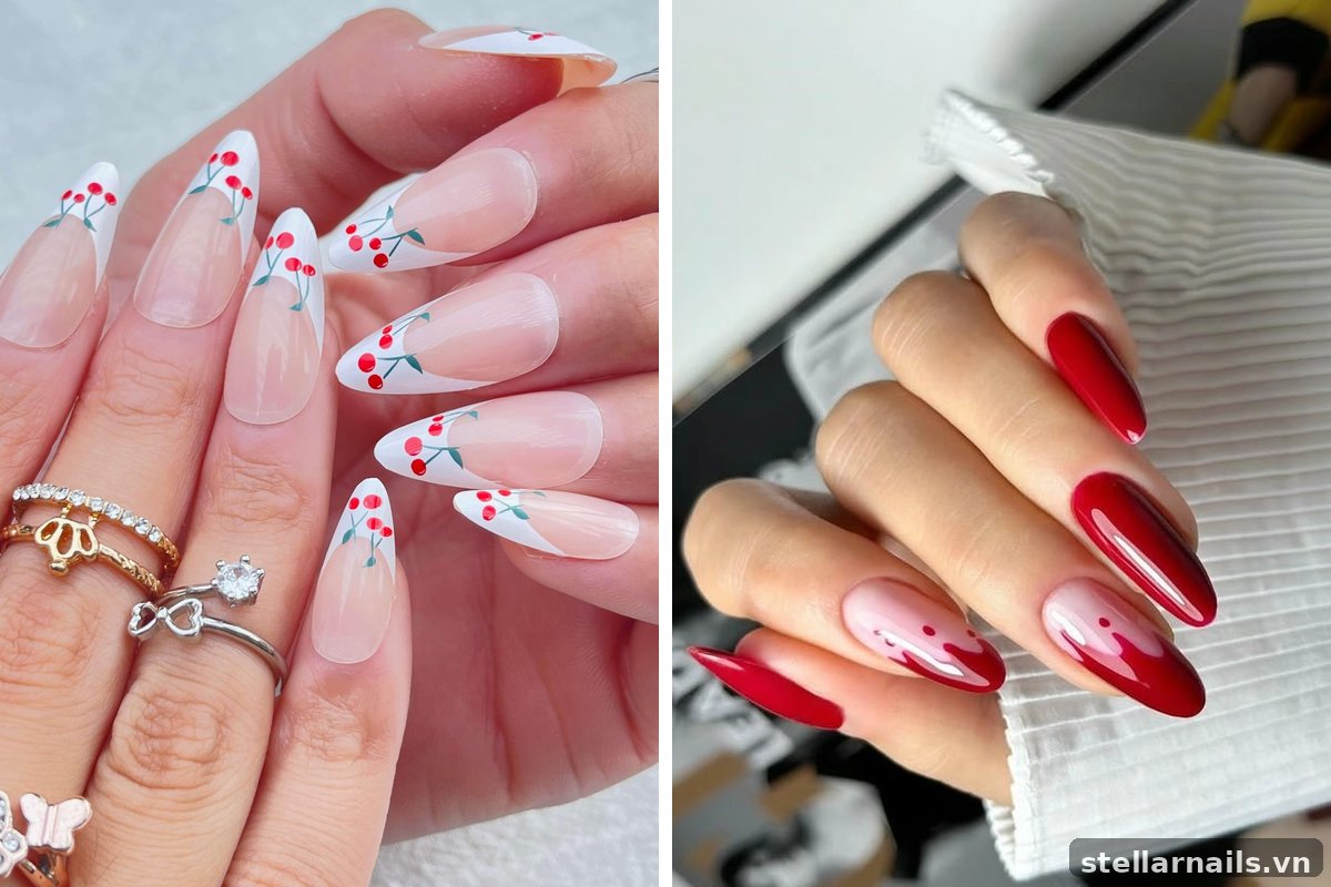 mẫu nail màu đỏ bền đẹp cho ngày thường