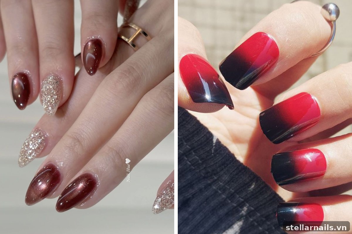 mẫu nail màu đỏ linh hoạt cho nhiều dịp