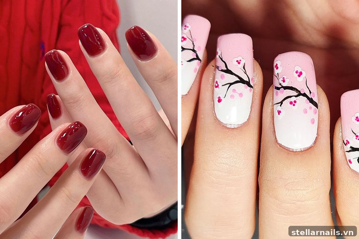 mẫu nail màu đỏ lên hình đẹp cho tiệc tối