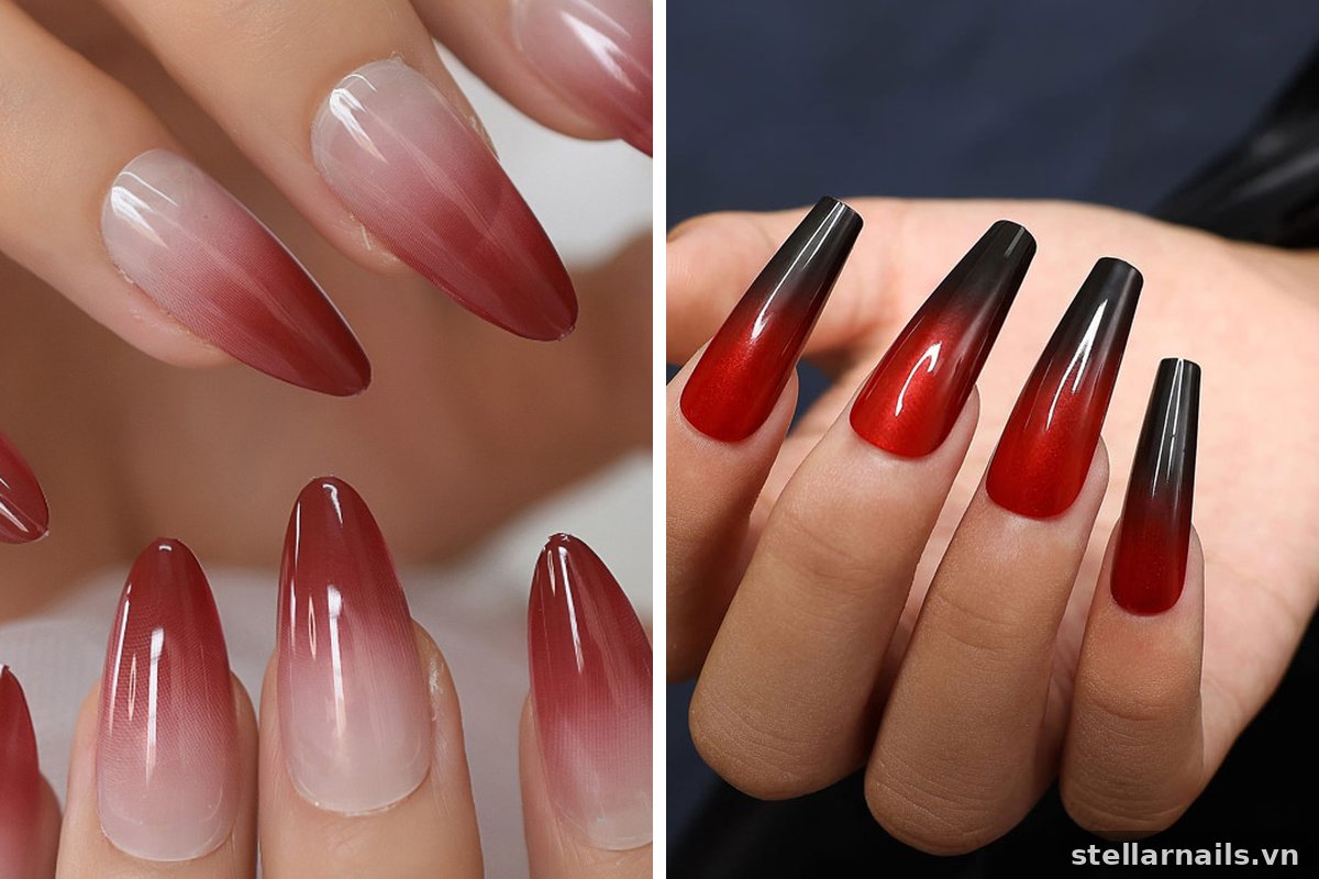 mẫu nail đỏ trắng thanh lịch