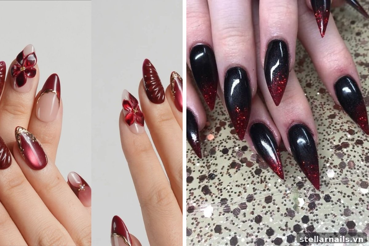 mẫu nail đỏ đơn giản cho ngày thường