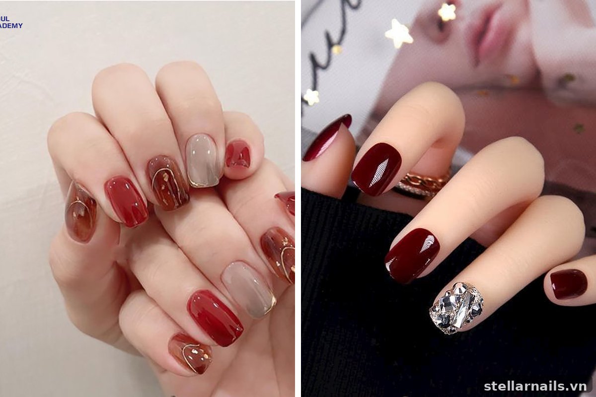 mẫu nail đỏ đơn giản sơn trơn gọn gàng