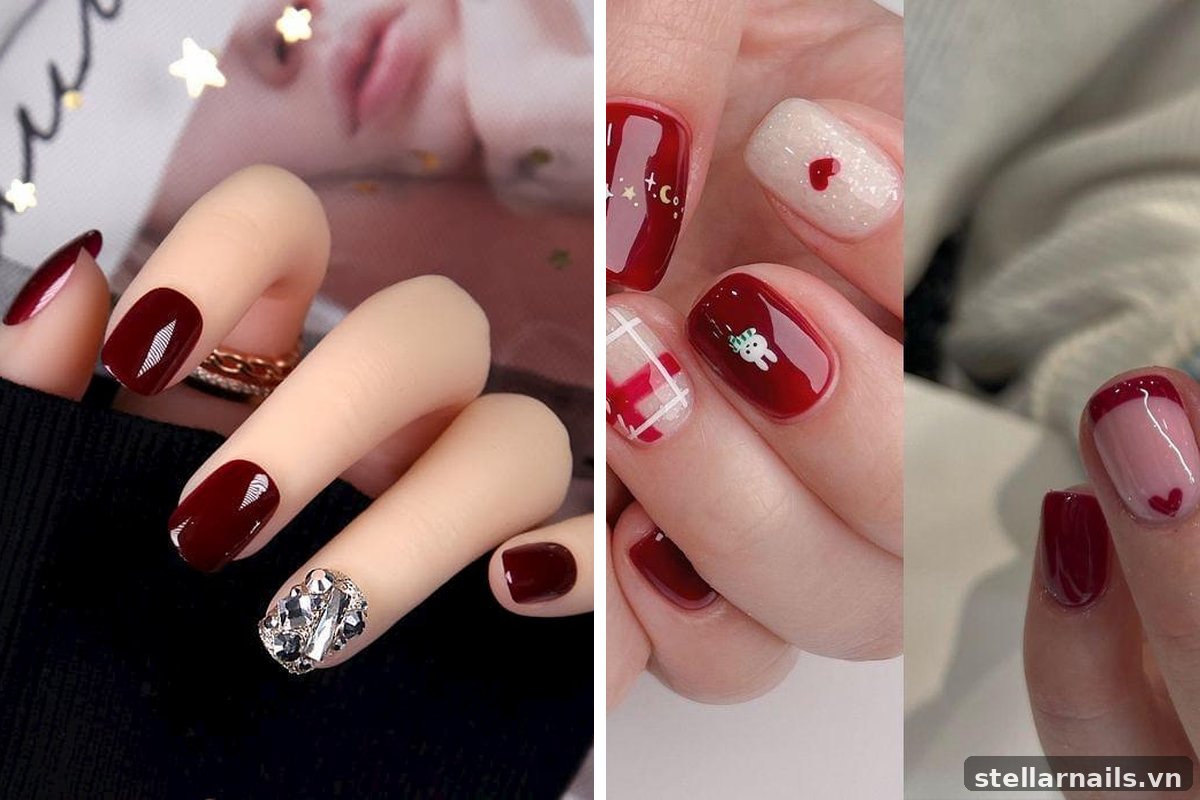 mẫu nail màu đỏ cho da ngăm khỏe khoắn