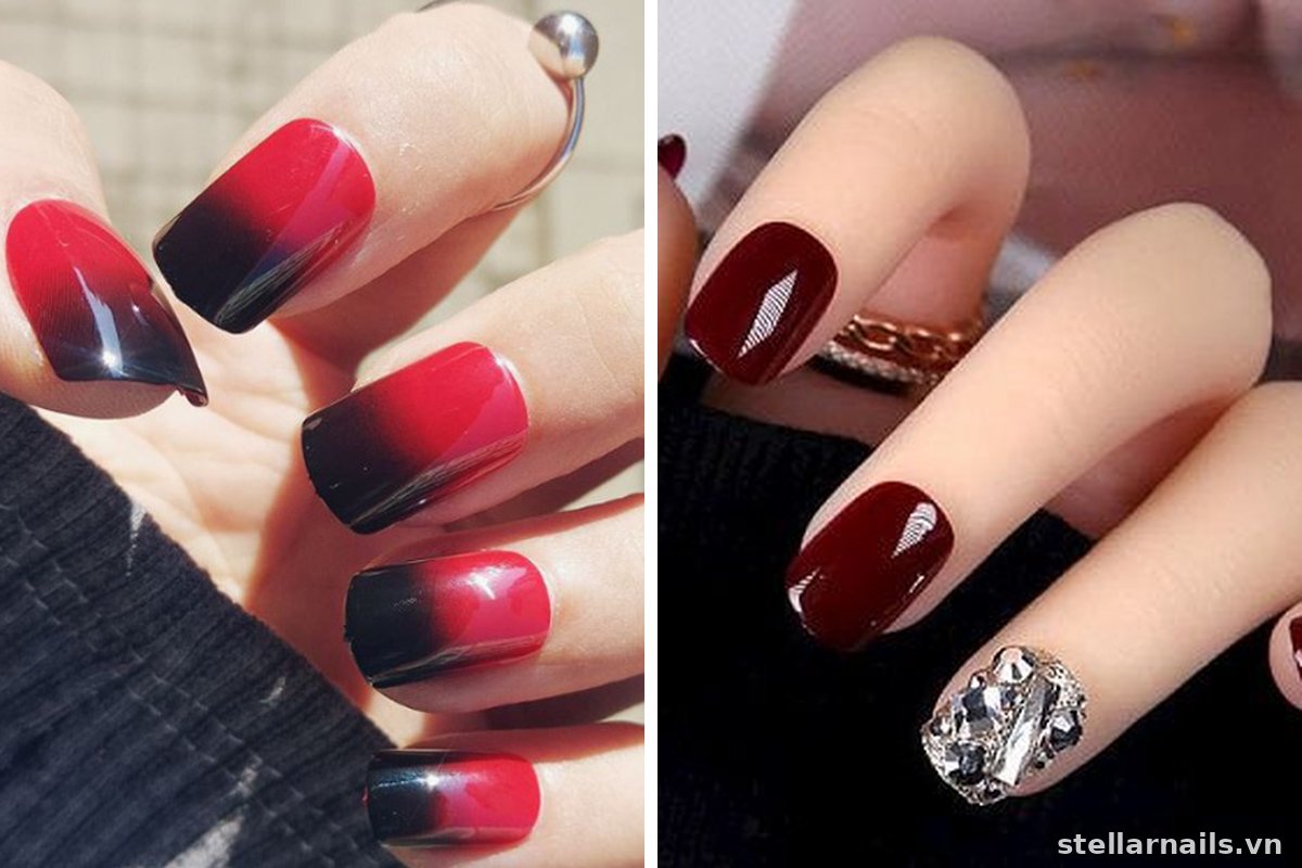mẫu nail màu đỏ cho tiệc tối