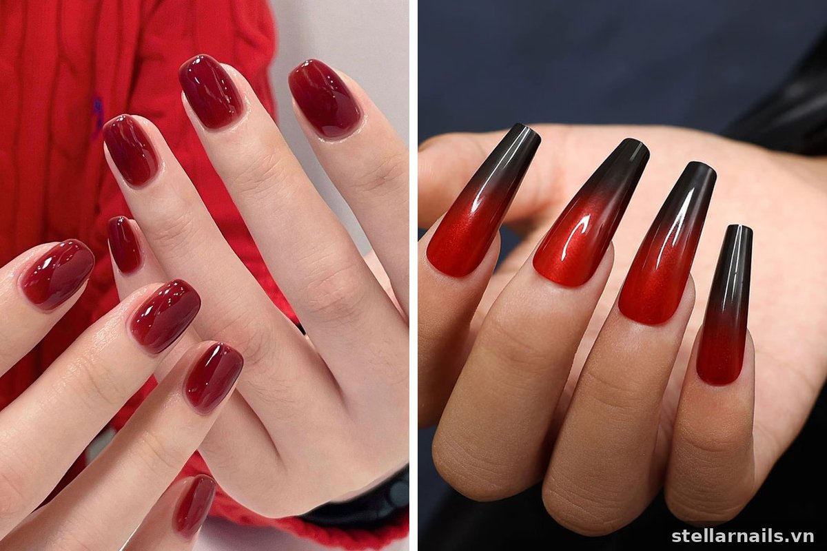 mẫu nail màu đỏ nhẹ nhàng cho ngày thường