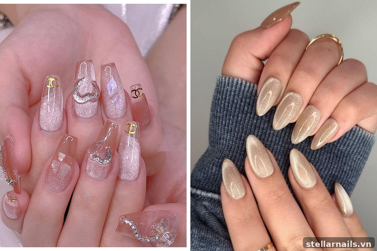 nail mắt mèo ombre hồng sang trắng